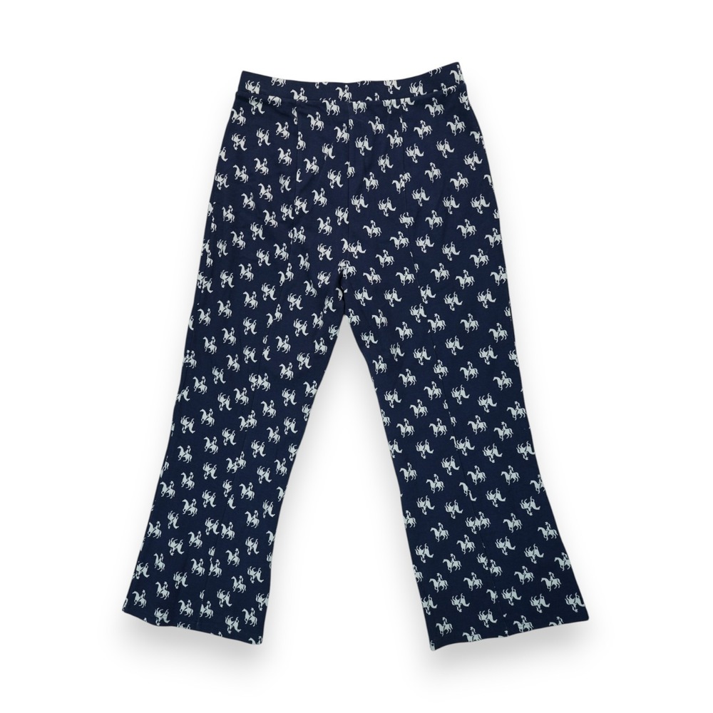NWT Anthropologie Porridge Knit Wide Leg Pants‎ XL Navy Equestrian Horse Print - Picture 2 of 4